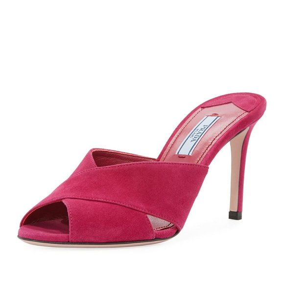 Prada Suede Crisscross Slide Sandals 36